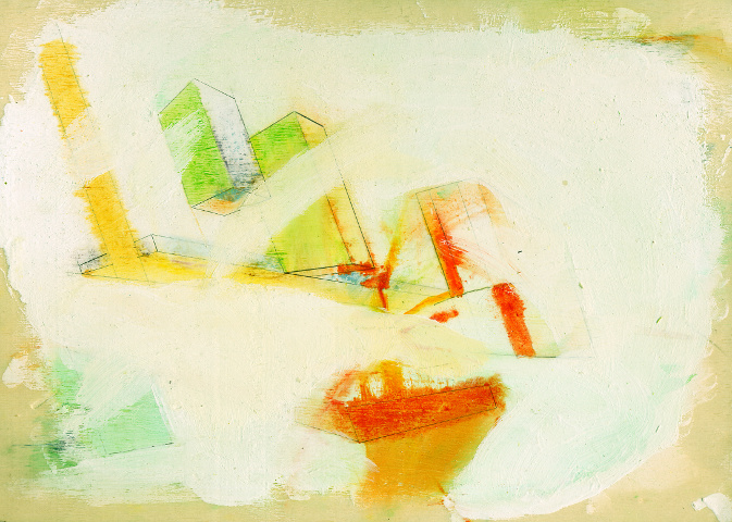 Kirsten K&ouml;tter: Dekonstruktion El Lisitzky 1, 2009, &Ouml;l, Acryl auf Sperrholz, 21 &times; 29,5 cm