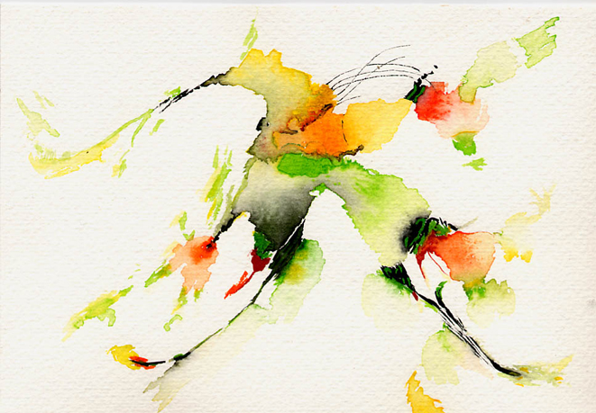 Kirsten Kötter: Indische Aquarelle, Aquarell, 12 × 17 cm (Ausschnitt, Detail)