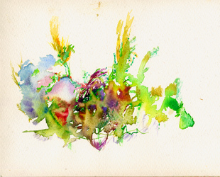 Automatisches Malen / Automatic painting - Kirsten Kötter: 2007, im Atelier als Geschenk, Aquarell, 17 × 24 cm