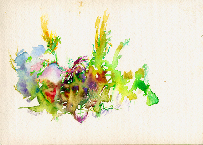 Kirsten Kötter: 2007, im Atelier als Geschenk, Aquarell, 17 × 24 cm