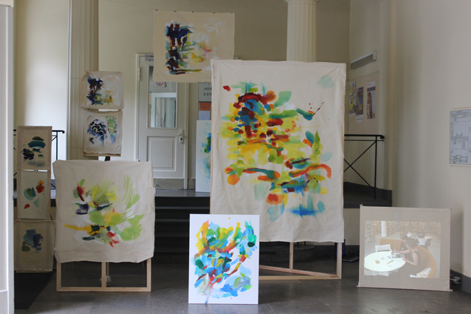 Site-specific Painting von Kirsten Kötter, 26.-28.6.2015, 48-Stunden-Neukölln, Albert-Schweitzer-Schule