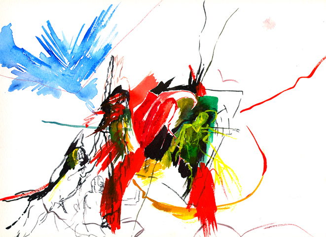 Kirsten Kötter: Site-specific painting, Malerei vor Ort, um 1991, Aquarell, 24 × 34 cm