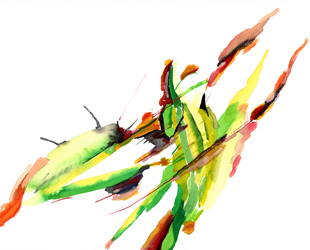 Site-specific painting, Malerei vor Ort, Thringen, Mai 1994,  Aquarell, 24 × 32 cm von Kirsten Kötter