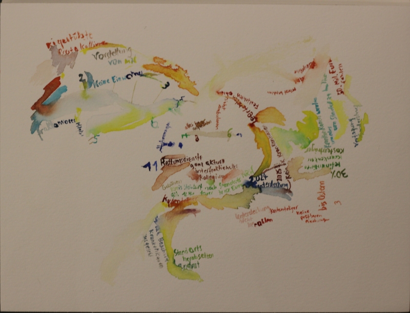 2026-03-02_kreistag1_rettungsdienst, watercolour, 24 × 32 cm (Kirsten Kötter)