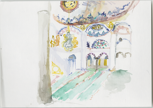 2014-05-_sehitlik-moschee_skizze, sketch, 21 × 29.5 cm (Kirsten Kötter)