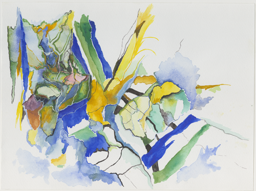 1993_irl_4-4-7_dublin-blau, Streets of Dublin, summer 1993, watercolour, 24 x 32 cm (Kirsten Kötter)