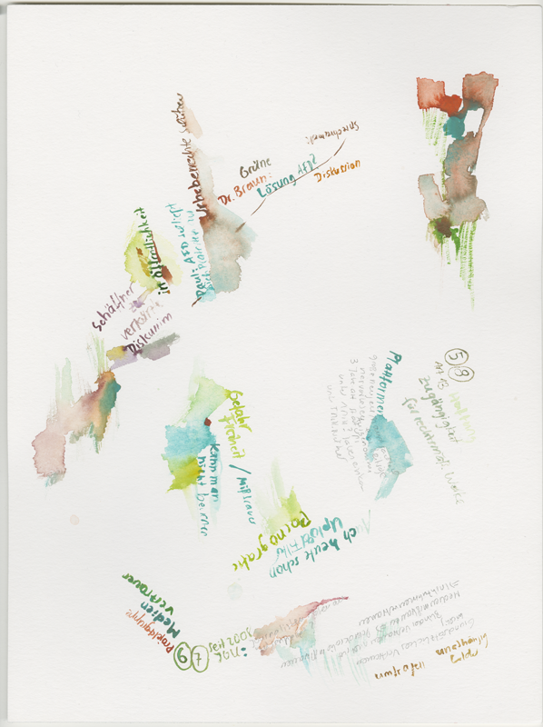 2019-03-21_ausschuss-medien-3, committee on media, digital infrastructure and Internet politics, 
  house of representatives Mainz, 
  watercolour, 30 × 40 cm (Kirsten Kötter)